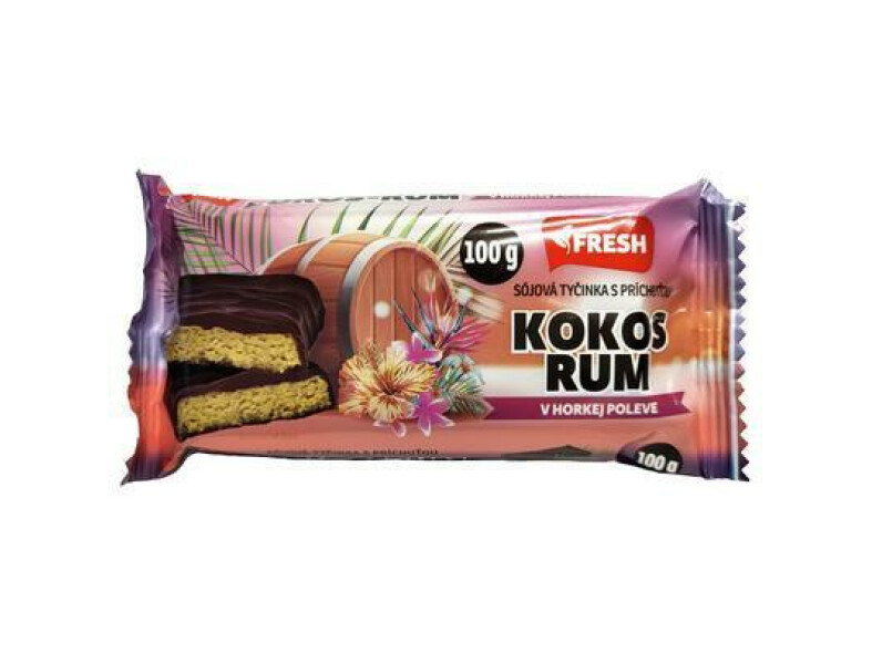 TYČINKA SÓJOVÁ KOKOS-RUM V HORKEJ POLEVE 100g FRESH