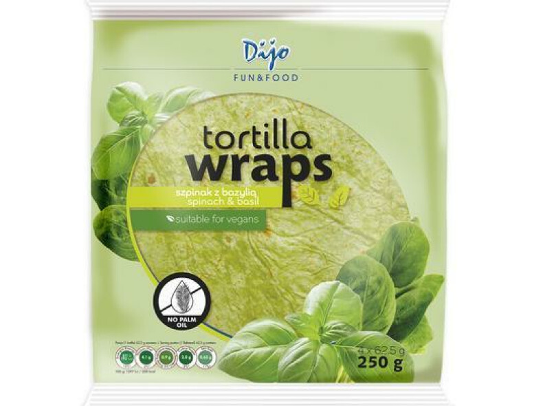 TORTILLA ŠPENÁTOVO-BAZALKOVÁ 250g DIJO