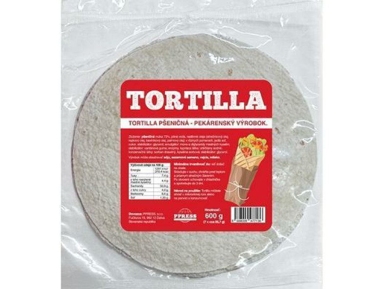 TORTILLA PŠENIČNÁ 30cm 600g PPRESS