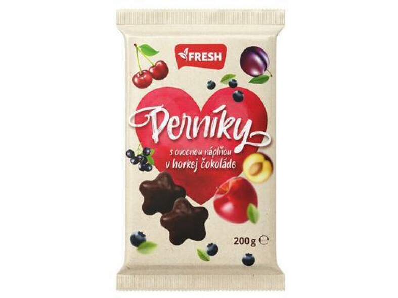 PERNÍKY S OVOCNOU NÁPLŇOU V HORKEJ ČOKOLÁDE 200g FRESH