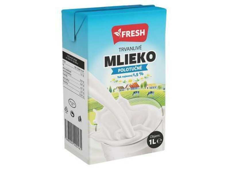MLIEKO POLOTUČNÉ TRVANLIVÉ 1,5% 1l FRESH