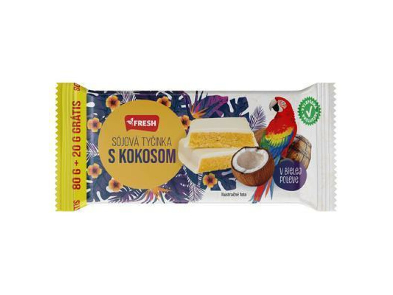 TYČINKA SÓJOVÁ KOKOS-RUM V BIELEJ POLEVE 100g FRESH