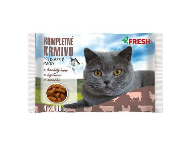 KAPSIČKA MAČKA HOVÄDZIE+HYDINA 4x100g FRESH