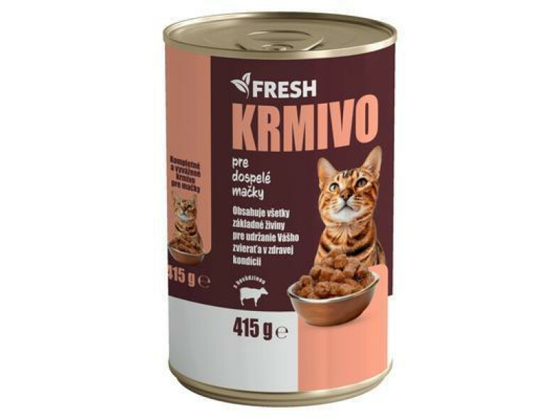 KONZERVA MAČKA HOVÄDZIE KÚSKY 415g FRESH