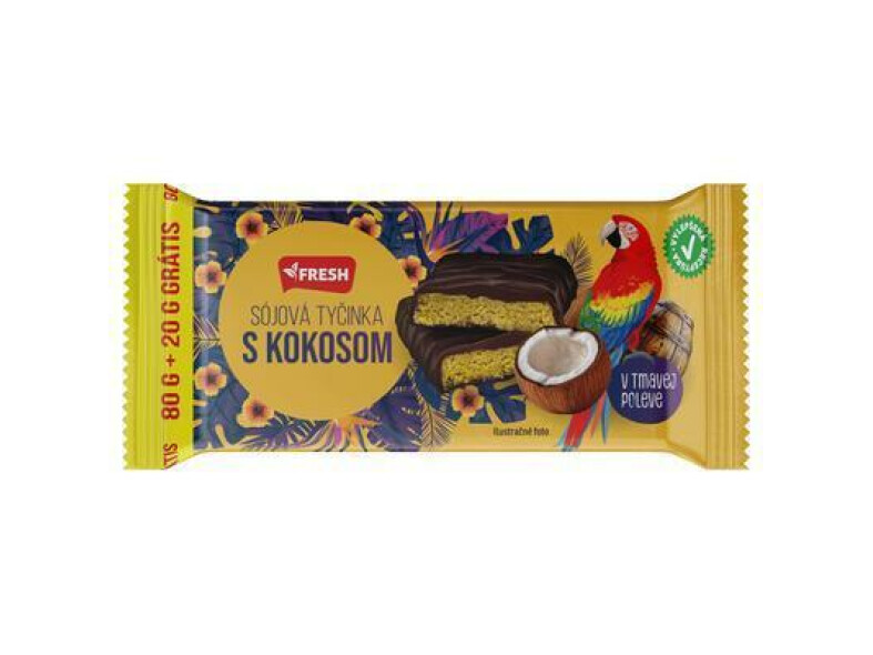 TYČINKA SÓJOVÁ KOKOS-RUM V HORKEJ POLEVE 100g FRESH 