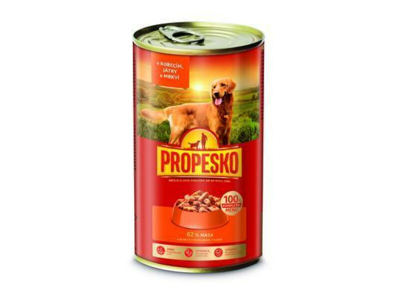 KONZERVA PES KURA-PEČEŇ-MRKVA 1240g PROPESKO