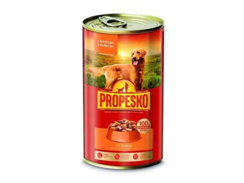 KONZERVA PES HOVÄDZIE-KURA 1240g PROPESKO