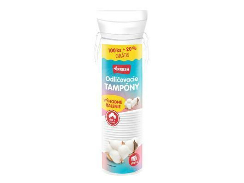 TAMPÓNY KOZM. ODLIČOVACIE 100ks + 20% GRÁTIS FRESH