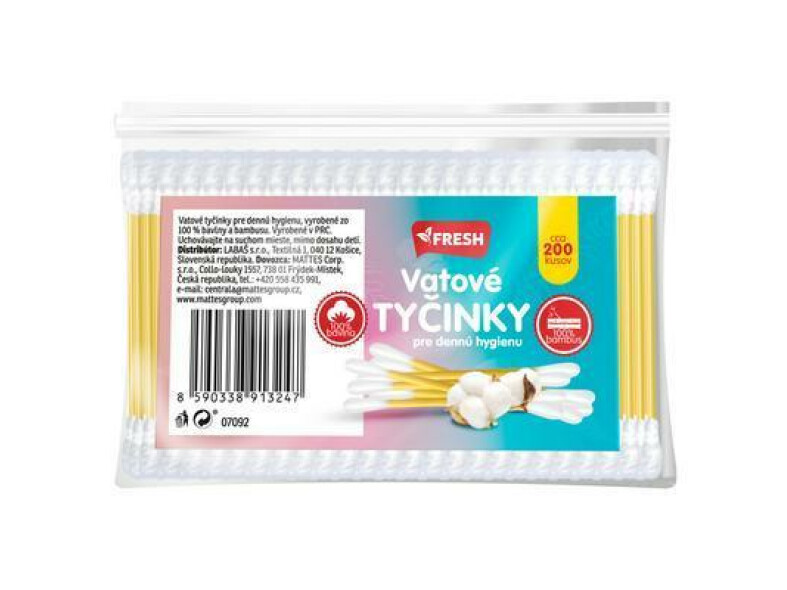 TYČINKY VATOVÉ BAMBUSOVÉ 200ks ECO FRESH