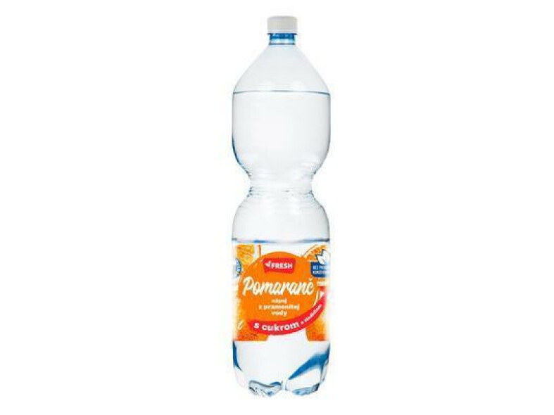 VODA PRAMENITÁ POMARANČ 1.5l PET FRESH VRATNÝ OBAL