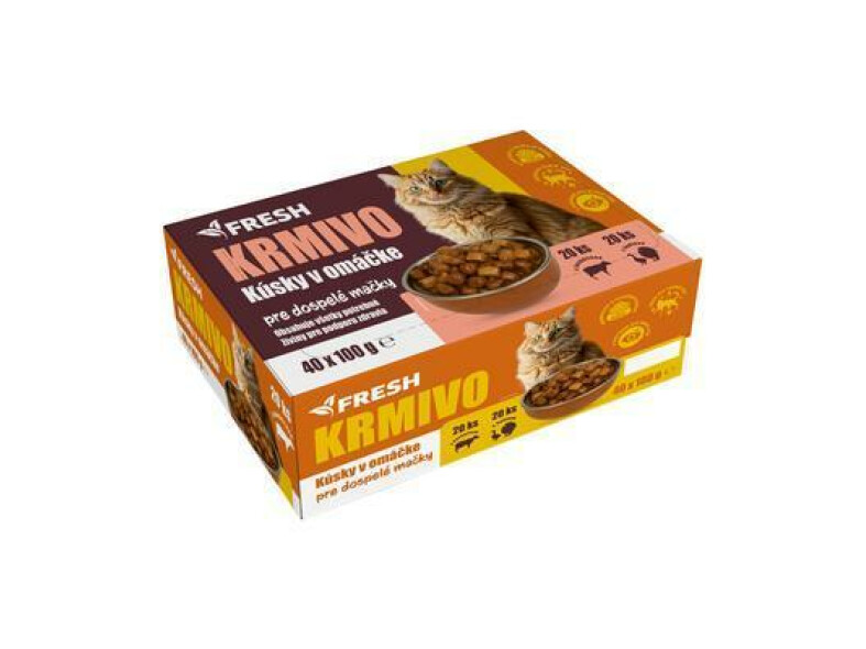 KAPSIČKA MAČKA HOVÄDZIE+HYDINA 40x100g FRESH